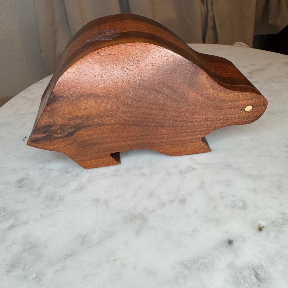 Hand‎ Carved Wood Trinket Box Unique Animal Figurine Sculpture Coaster Holder